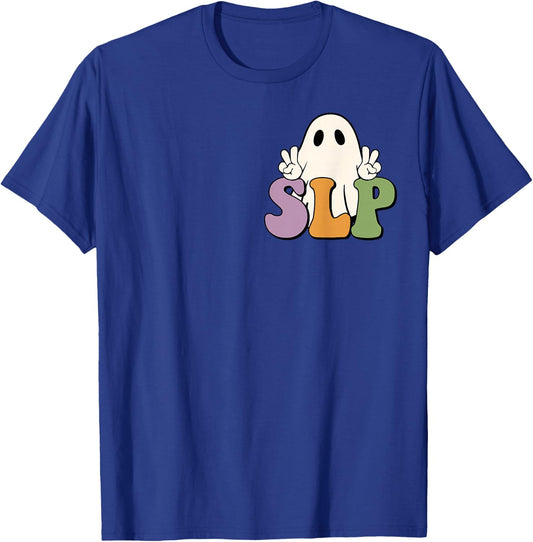 SLP Halloween Speech Therapy Halloween Shirt 2 Sided T-Shirt - T-Shirt | Royal