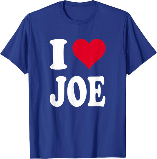 Red Heart I Love Joe T-Shirt - T-Shirt | Royal