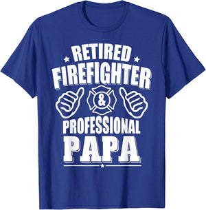 Retired Firefighter & Papa Retirement Gift T-Shirt - T-Shirt | Royal