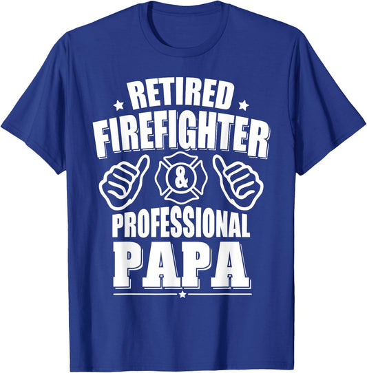 Retired Firefighter & Papa Retirement Gift T-Shirt - T-Shirt | Royal