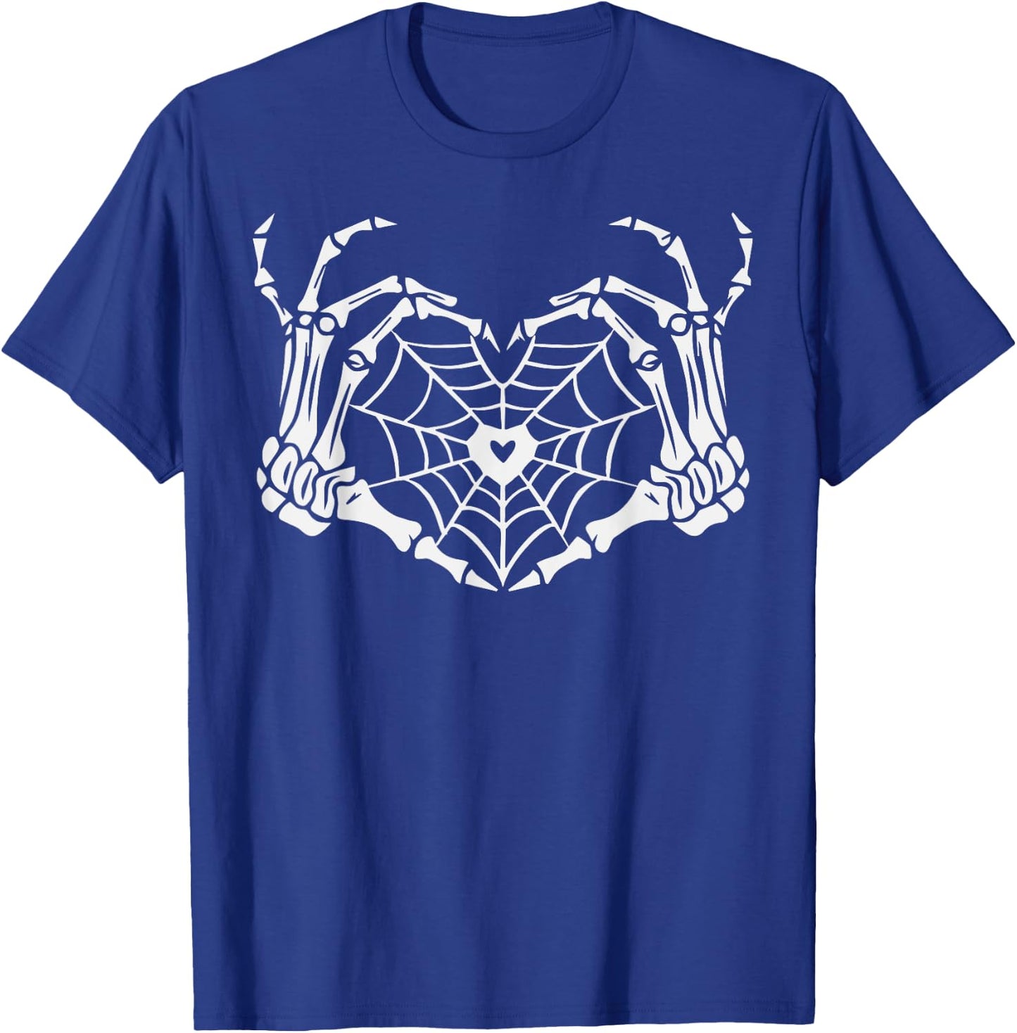 Skeleton Hand Heart Spiderweb Halloween Cobweb Party Costume T-Shirt - T-Shirt | Royal