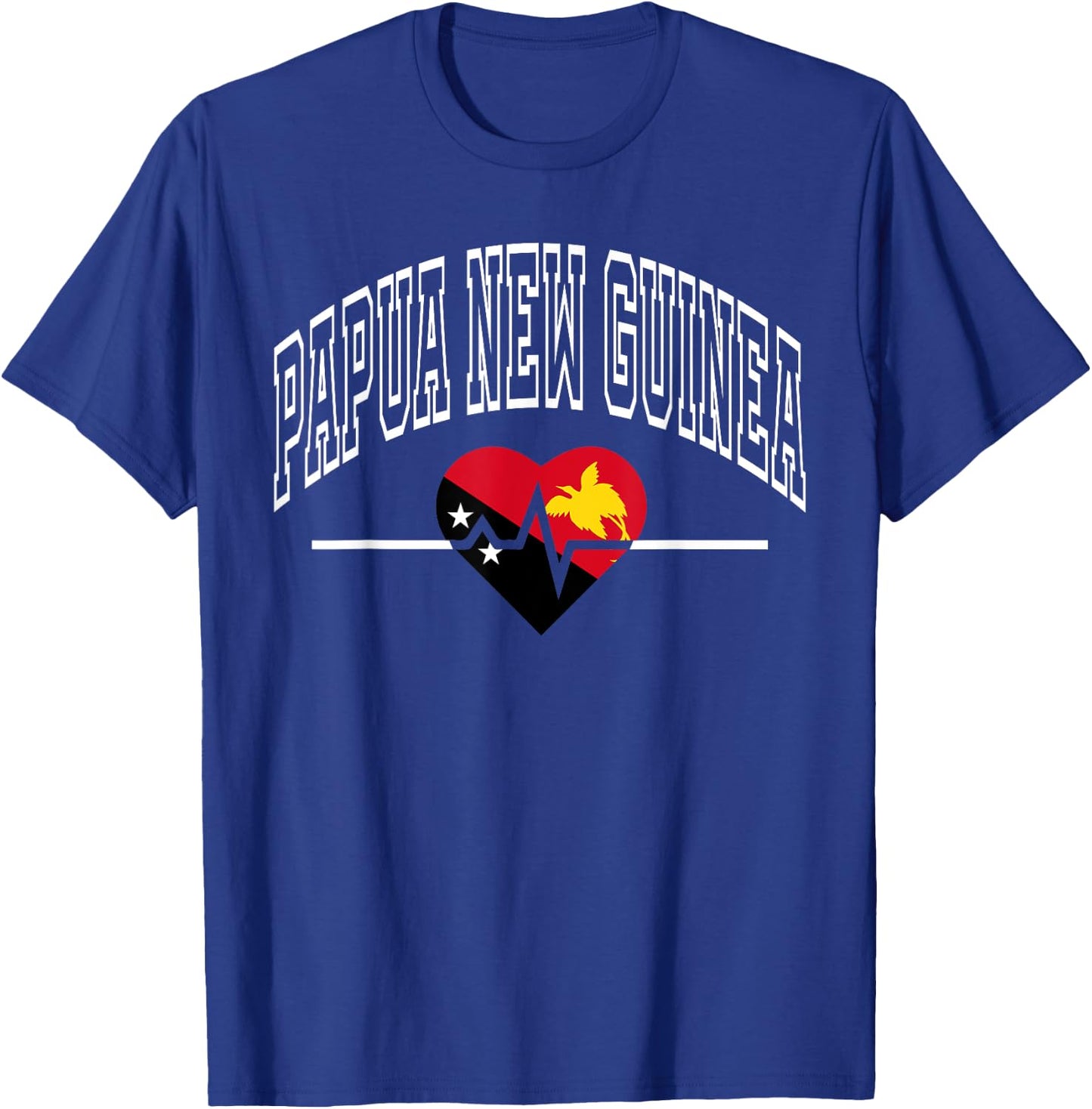 Papua New Guinea Flag Vintage Throwback Heartbeat T-Shirt - T-Shirt | Royal