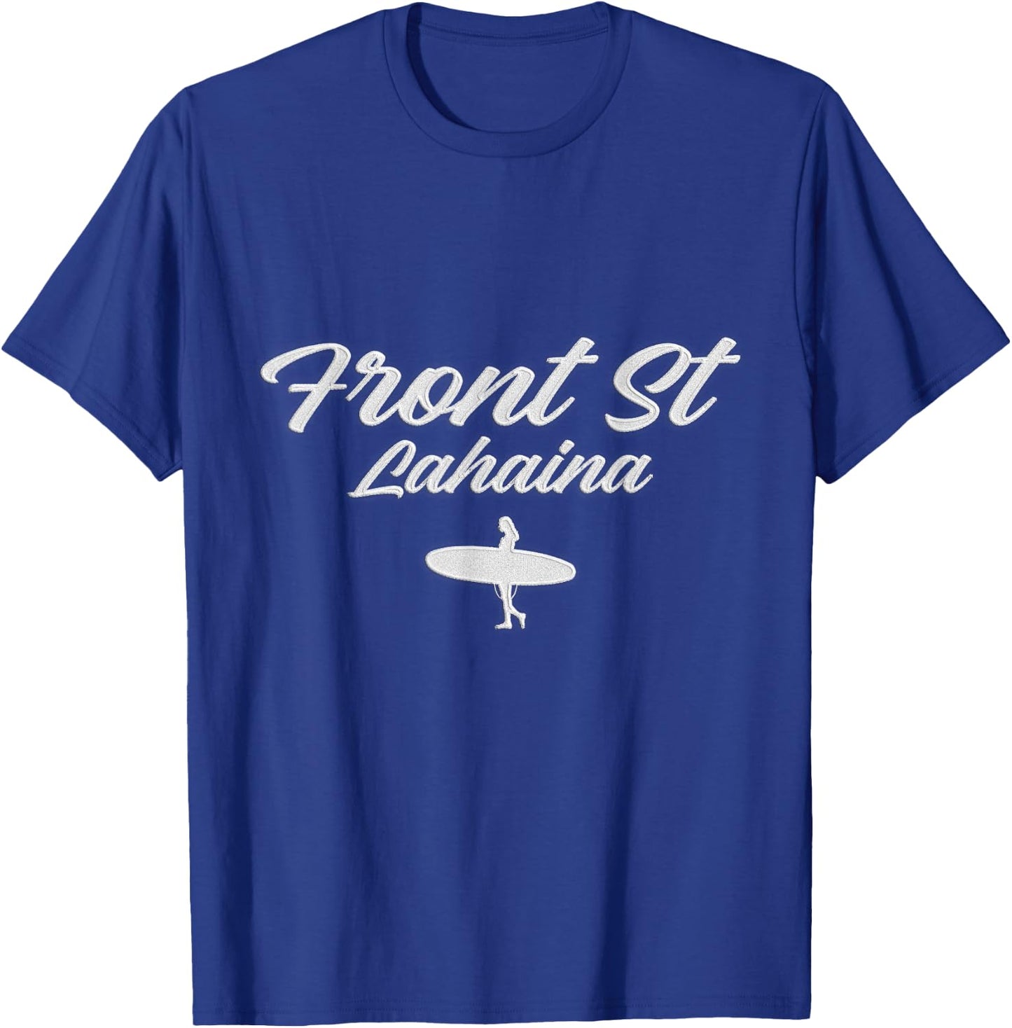 Front Street Lahaina Vintage Surfer Cursive Text Hawaii Surf T-Shirt - T-Shirt | Royal
