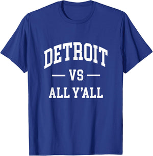 Graphic Apparel Co. DETROIT - Throwback Design - Classic , Small, Blue T-Shirt - T-Shirt | Royal