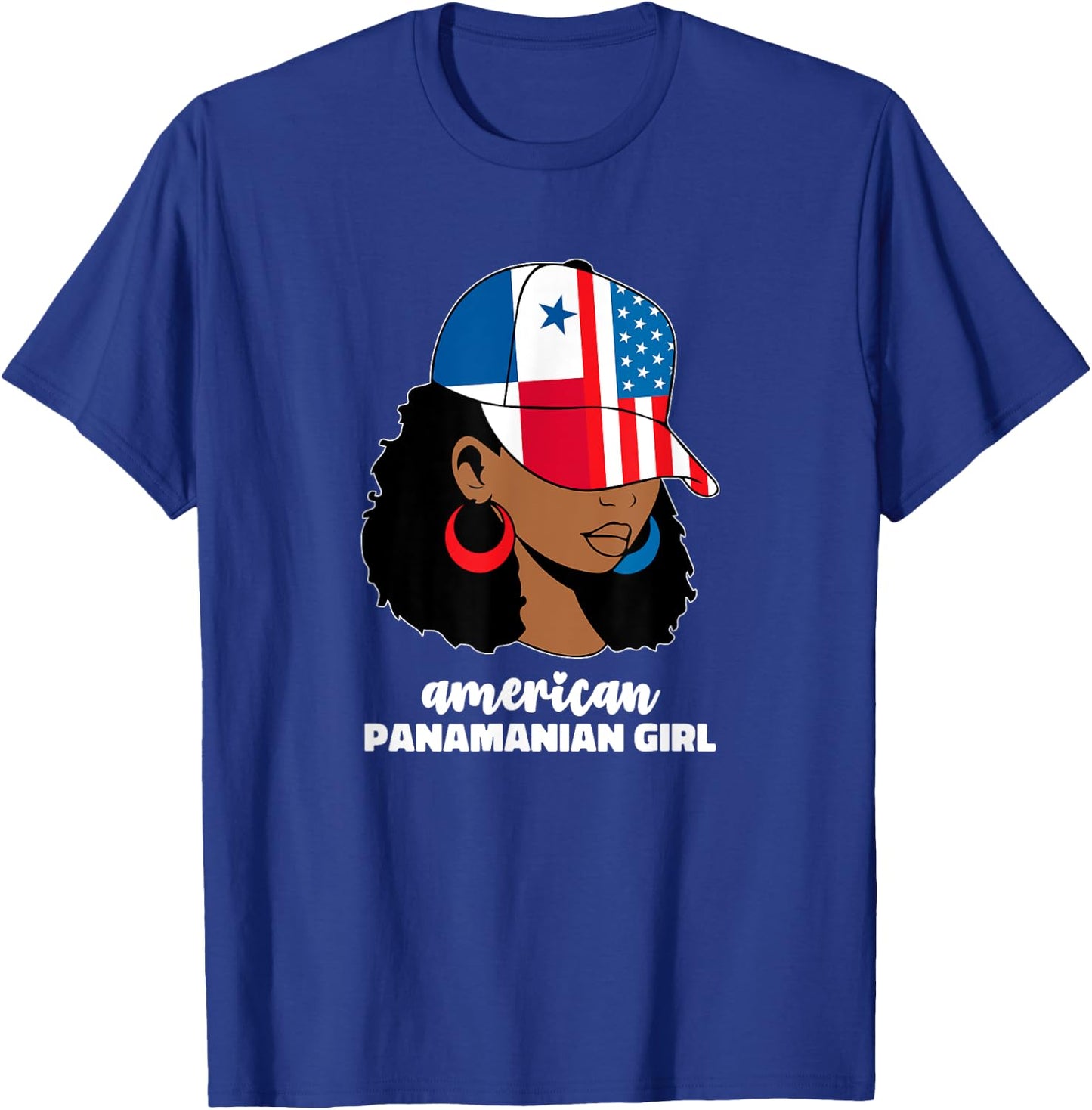 Half American Panamanian Panama Usa Flag Afro Latina Girl T-Shirt - T-Shirt | Royal