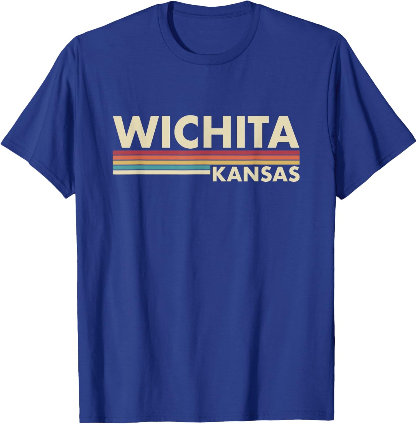Graphic Club Inc. Wichita - Kansas Vintage Retro Stripes Classic T-Shirt - T-Shirt | Royal