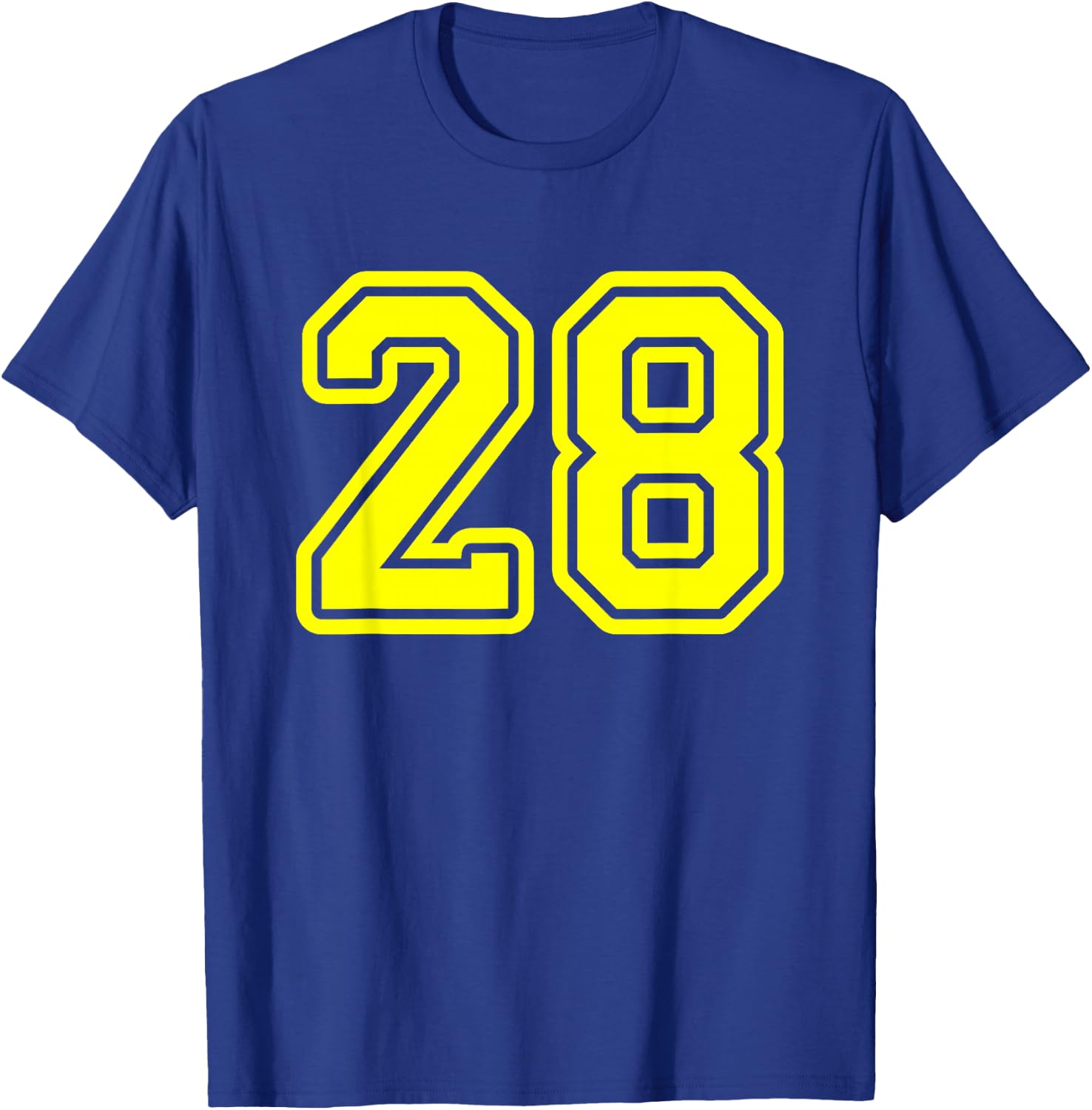 Number 28 Yellow Sports Team Varsity Number 28 T-Shirt - T-Shirt | Royal