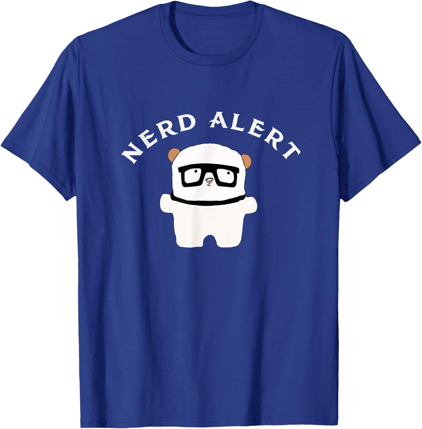 Nerd Alert Funny White Nerd Bear T-Shirt - T-Shirt | Royal