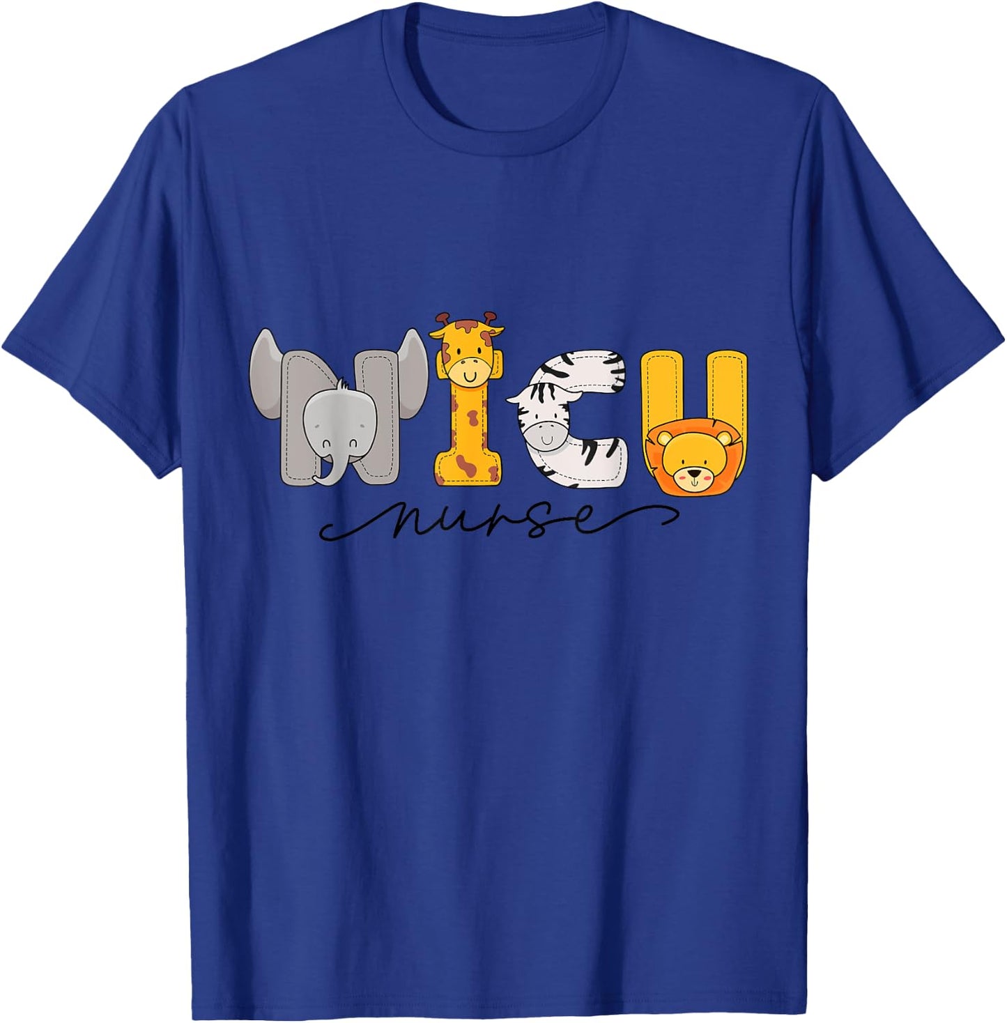 Adorable Baby Animals Graphic NICU Nurse's Day Apparel T-Shirt - T-Shirt | Royal