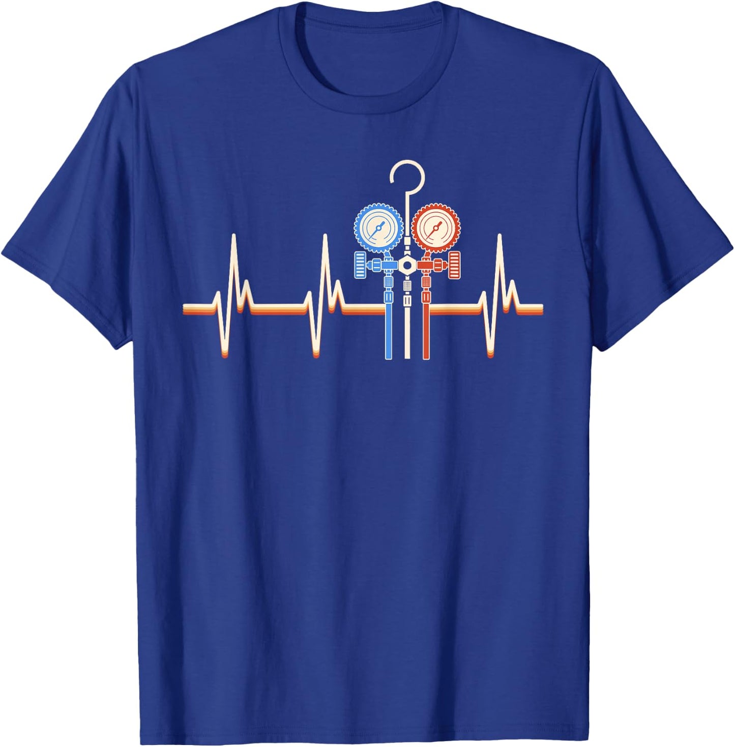 HVAC Techician EKG Line Heartbeat HVAC Tech Funny T-Shirt - T-Shirt | Royal