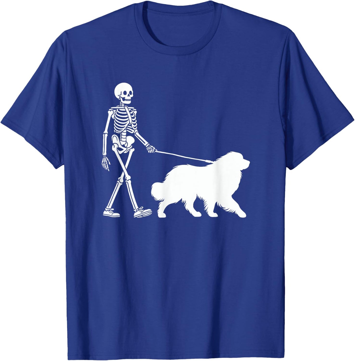 Skeleton Walking a Dog Great Pyrenees Halloween Outfit T-Shirt - T-Shirt | Royal
