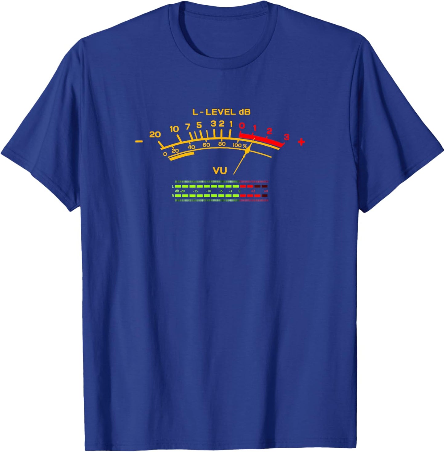 Retro VU Meter Vintage Hi-Fi Audio Stereo Music Sound T-Shirt - T-Shirt | Royal