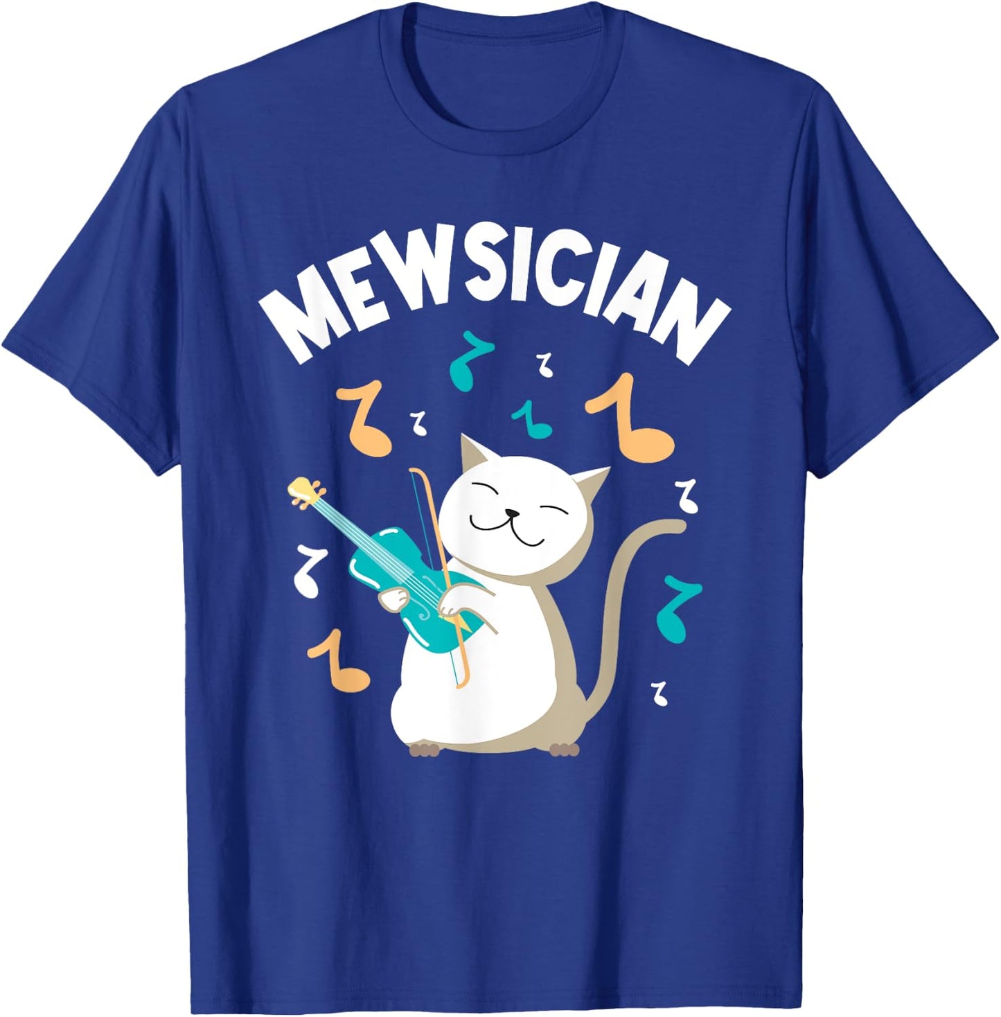 Mewsician - Violin Player Cat Violinist Musician Men Women Girls Kids T-Shirt - T-Shirt | Royal
