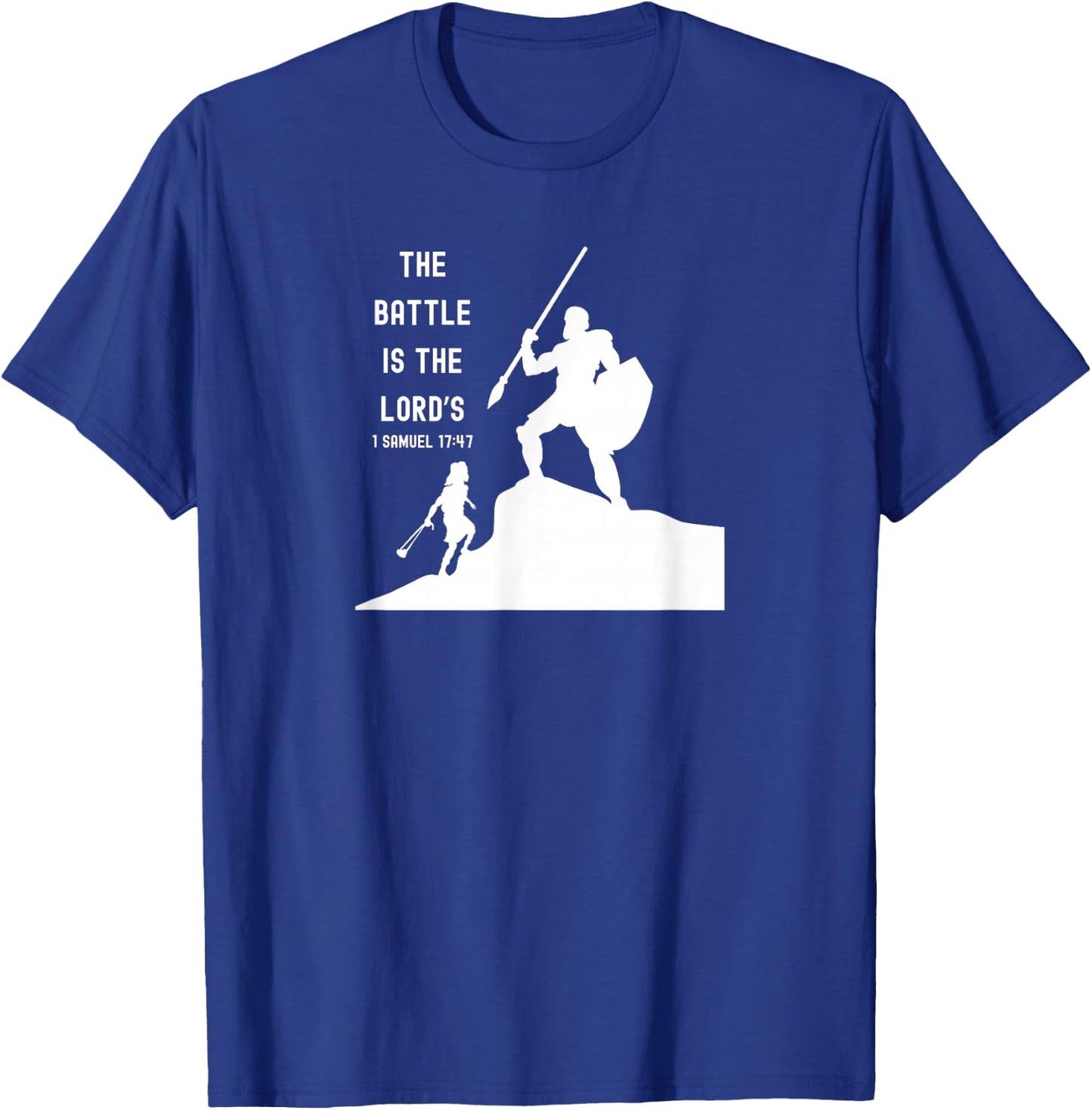 Inspired Words of Hope Bible Verse David and Goliath Christian Scripture Motivating , Small, Black T-Shirt - T-Shirt | Royal