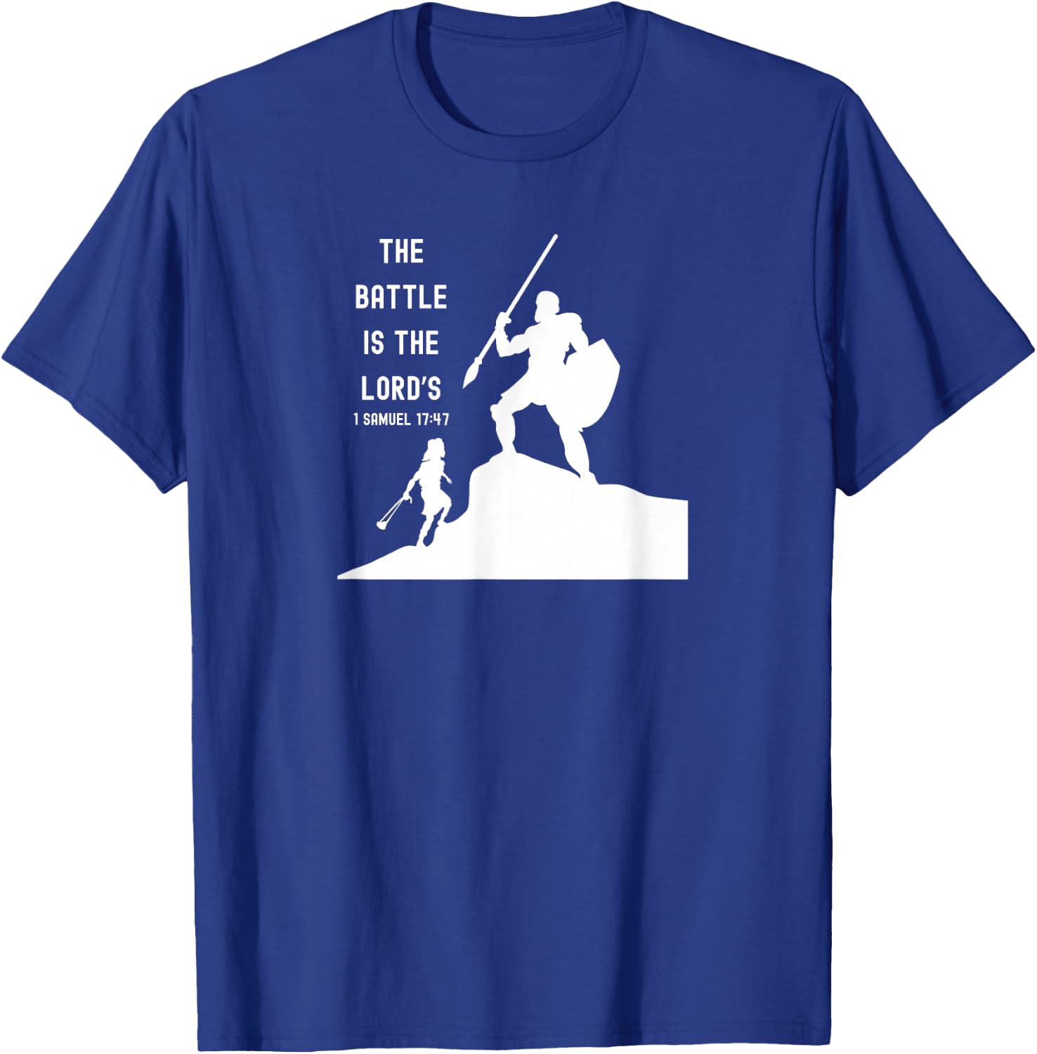 Inspired Words of Hope Bible Verse David and Goliath Christian Scripture Motivating , Small, Black T-Shirt - T-Shirt | Royal