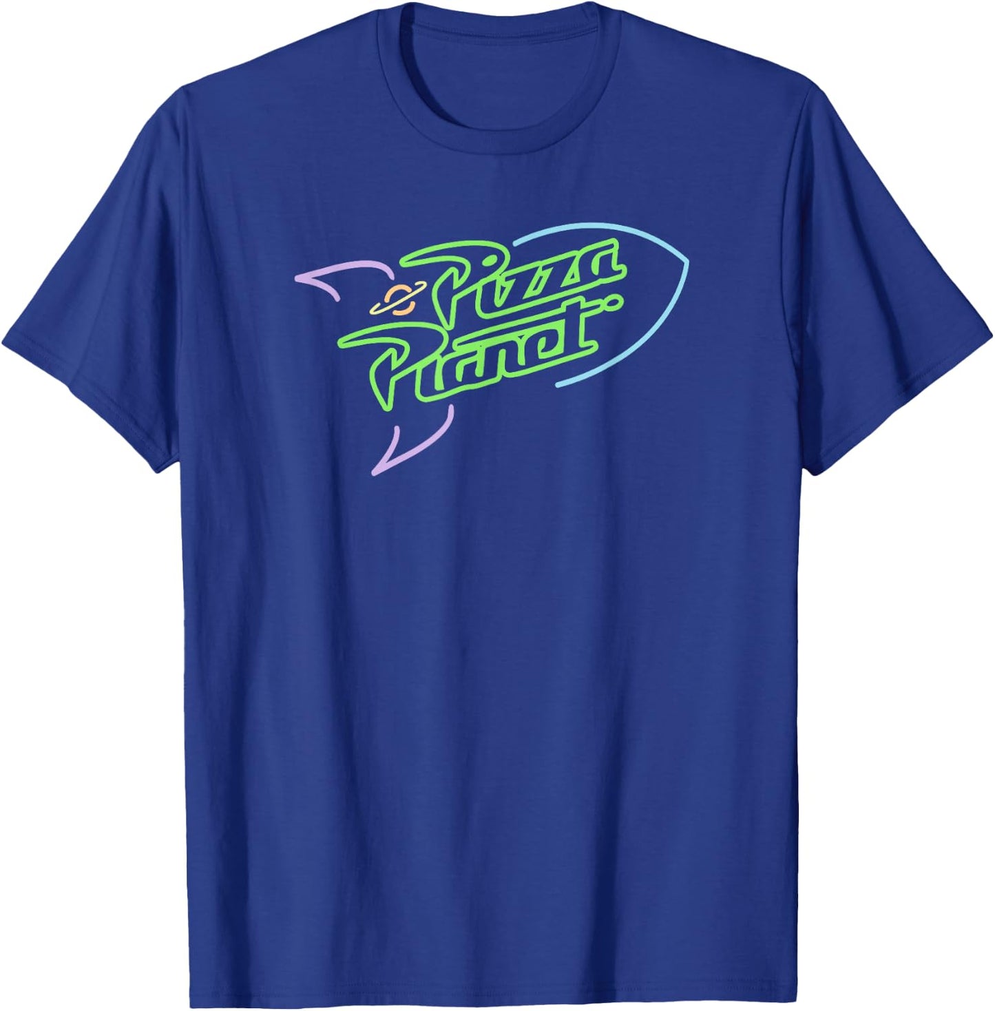 Disney Pixar Toy Story Pizza Planet Neon Spaceship Logo T-Shirt - T-Shirt | Royal