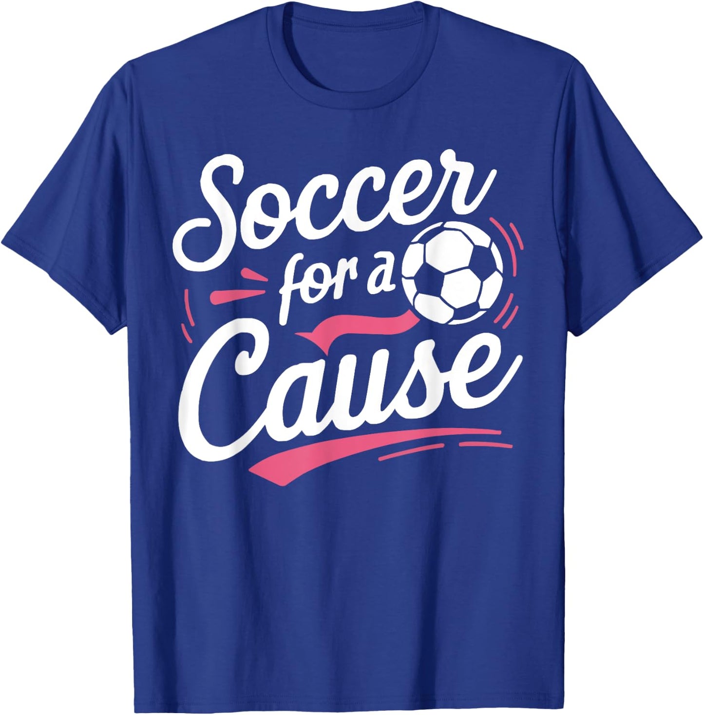 Soccer Breast Cancer Awareness Month Pink Ribbon T-Shirt - T-Shirt | Royal