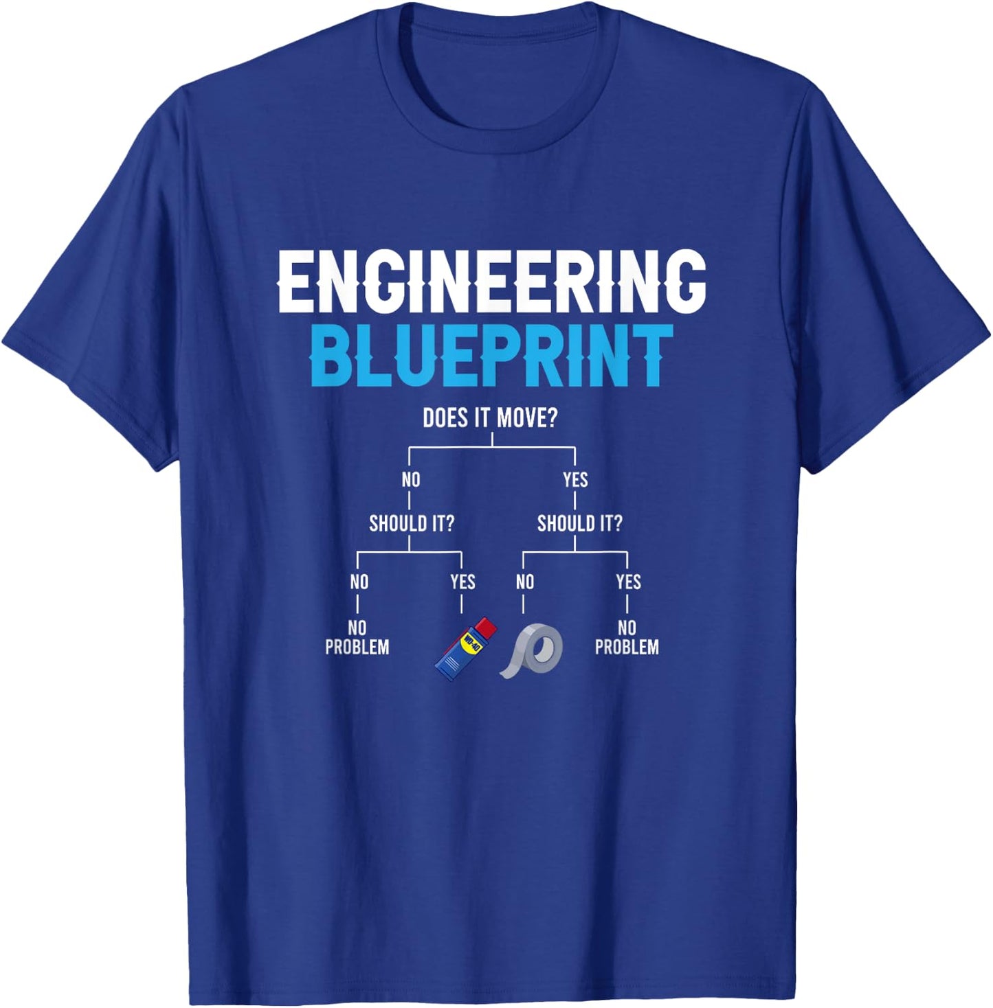Engineering Blueprint Funny Engineer Duct Tape Repairing T-Shirt - T-Shirt | Royal