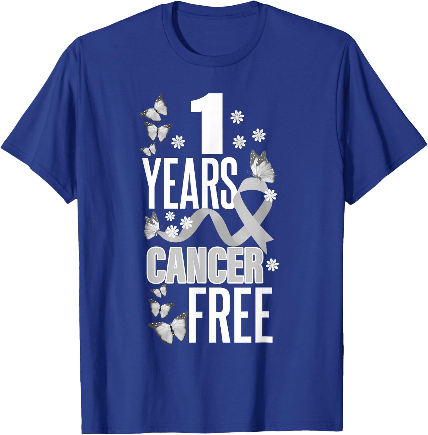 1 Year Cancer Free For Lungs Cancer Awareness T-Shirt - T-Shirt | Royal