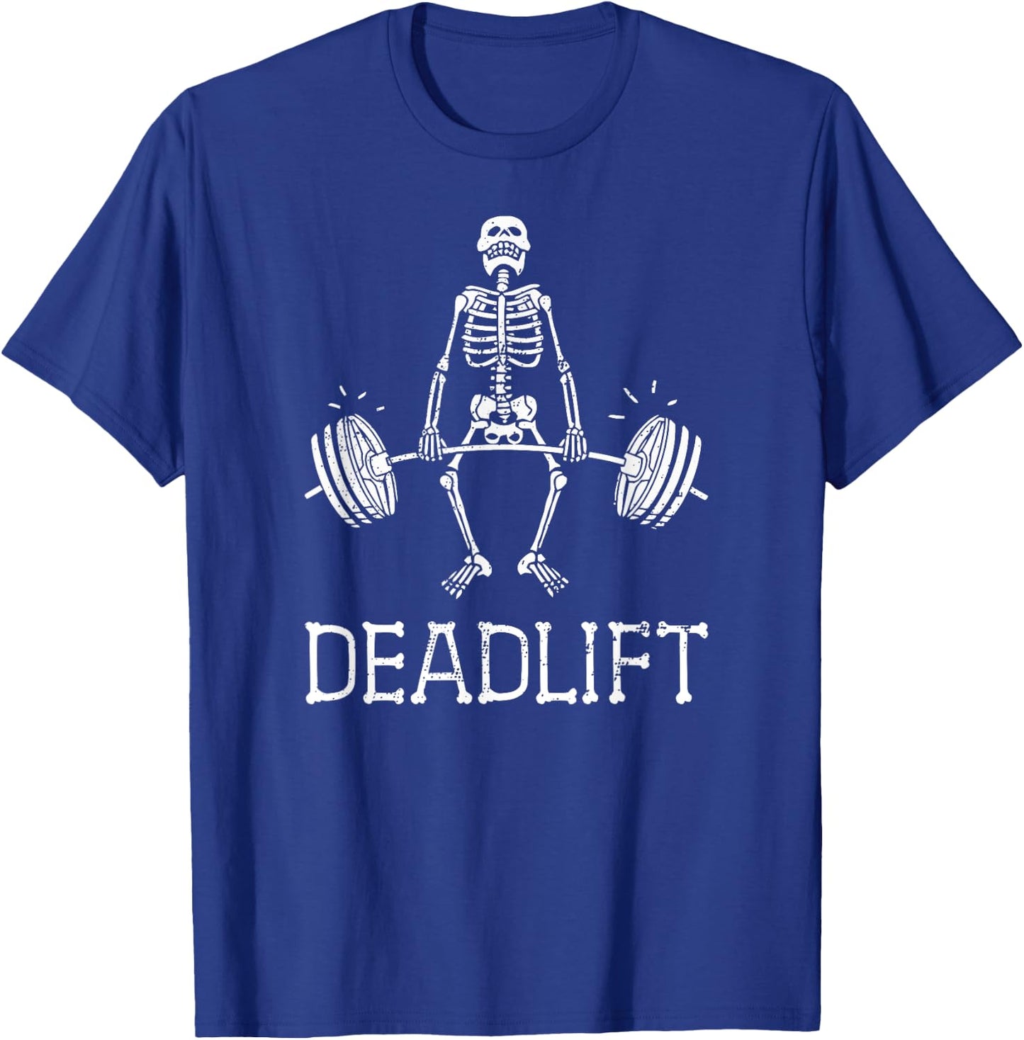 DEADLIFT Funny Halloween Skeleton Weight Lifting Workout T-Shirt - T-Shirt | Royal