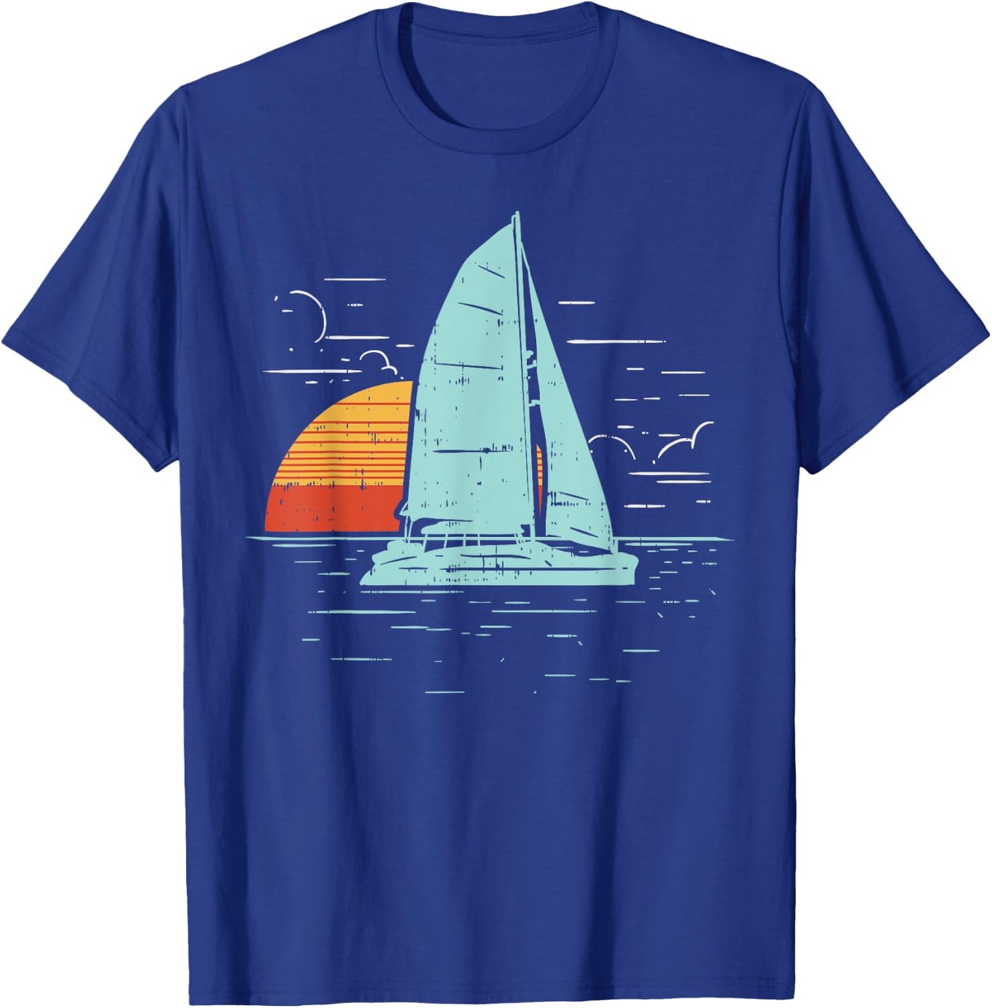 Sailboat Sunset Retro Boating Vacation Boat Sailor Gift T-Shirt - T-Shirt | Royal