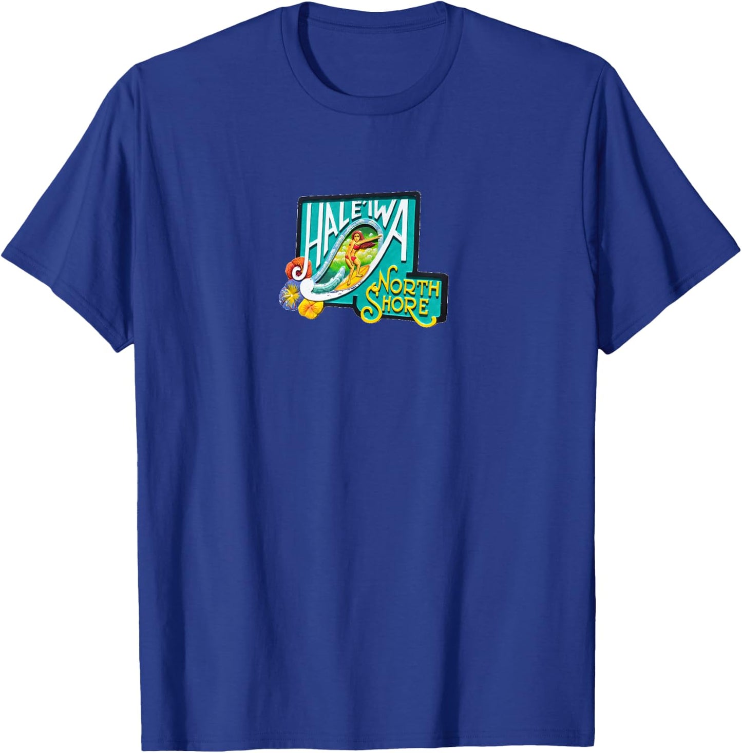Hawaii Haleiwa Sign Surf Girl T-Shirt - T-Shirt | Royal