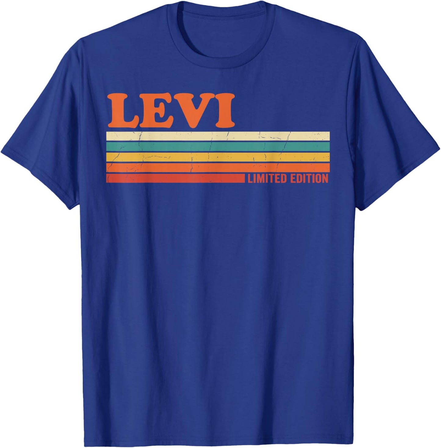 LEVI Retro Personalized First Name Vintage Stripes T-Shirt - T-Shirt | Royal