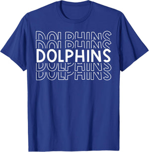Dolphins School Sports Team Mascot Town Go College Athlete T-Shirt - T-Shirt | Royal