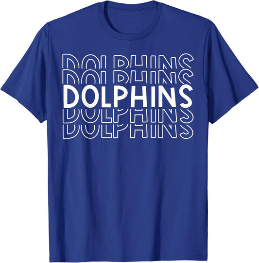 Dolphins School Sports Team Mascot Town Go College Athlete T-Shirt - T-Shirt | Royal