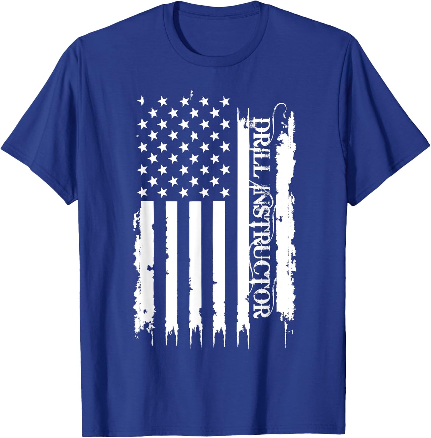 Drill Instructor United States Distressed w US Flag T-Shirt - T-Shirt | Royal