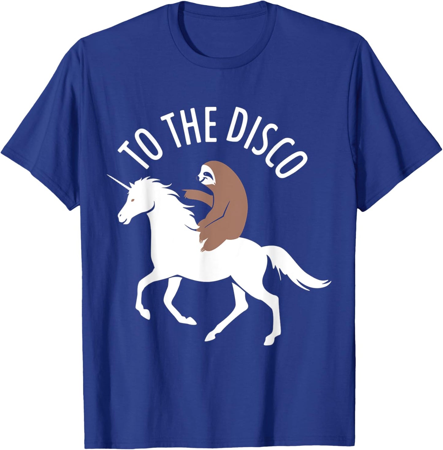 Sloth Riding Unicorn To The Disco Funny T-Shirt - T-Shirt | Royal