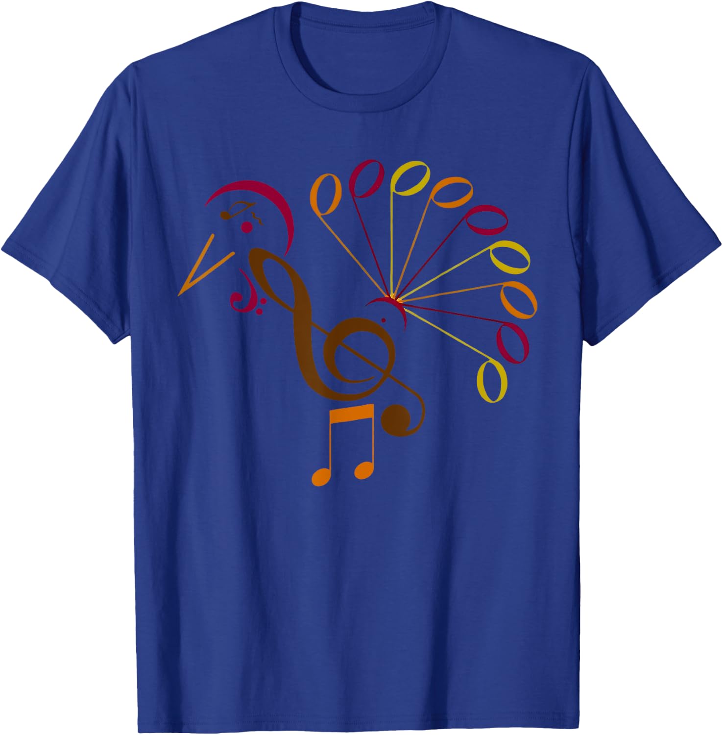 Music Note Symbol Turkey Music Teacher Thanksgiving Musician T-Shirt - T-Shirt | Royal
