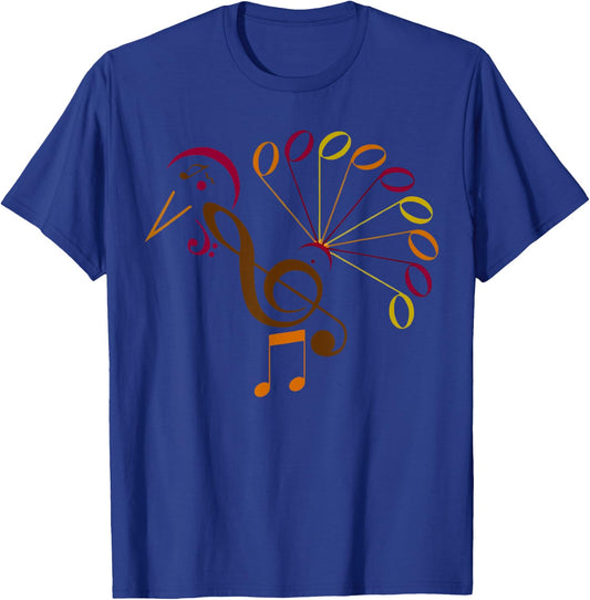 Music Note Symbol Turkey Music Teacher Thanksgiving Musician T-Shirt - T-Shirt | Royal