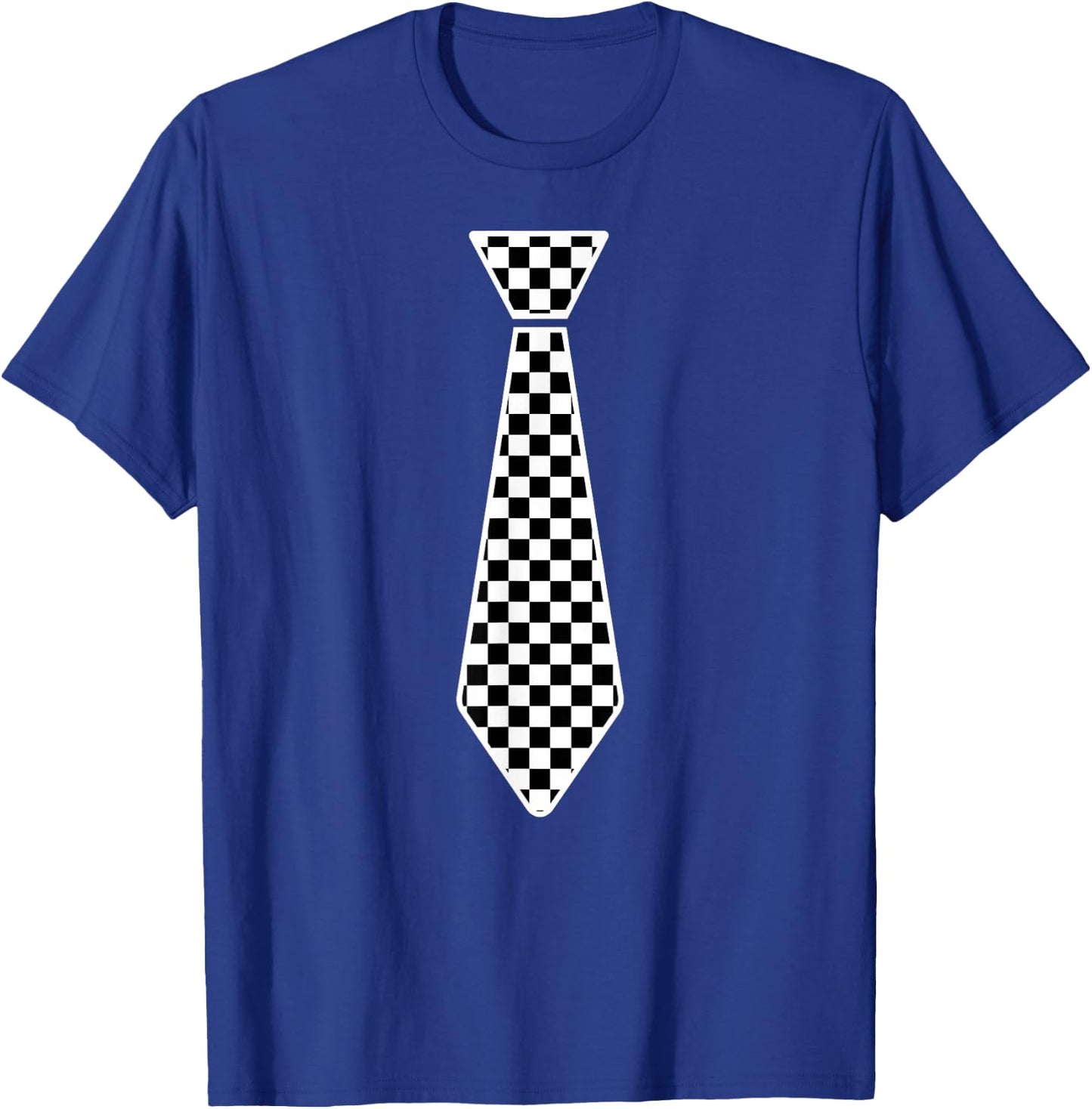 Checkered Race Car Flag Tie Cute Necktie Funny Boys Toddlers T-Shirt - T-Shirt | Royal