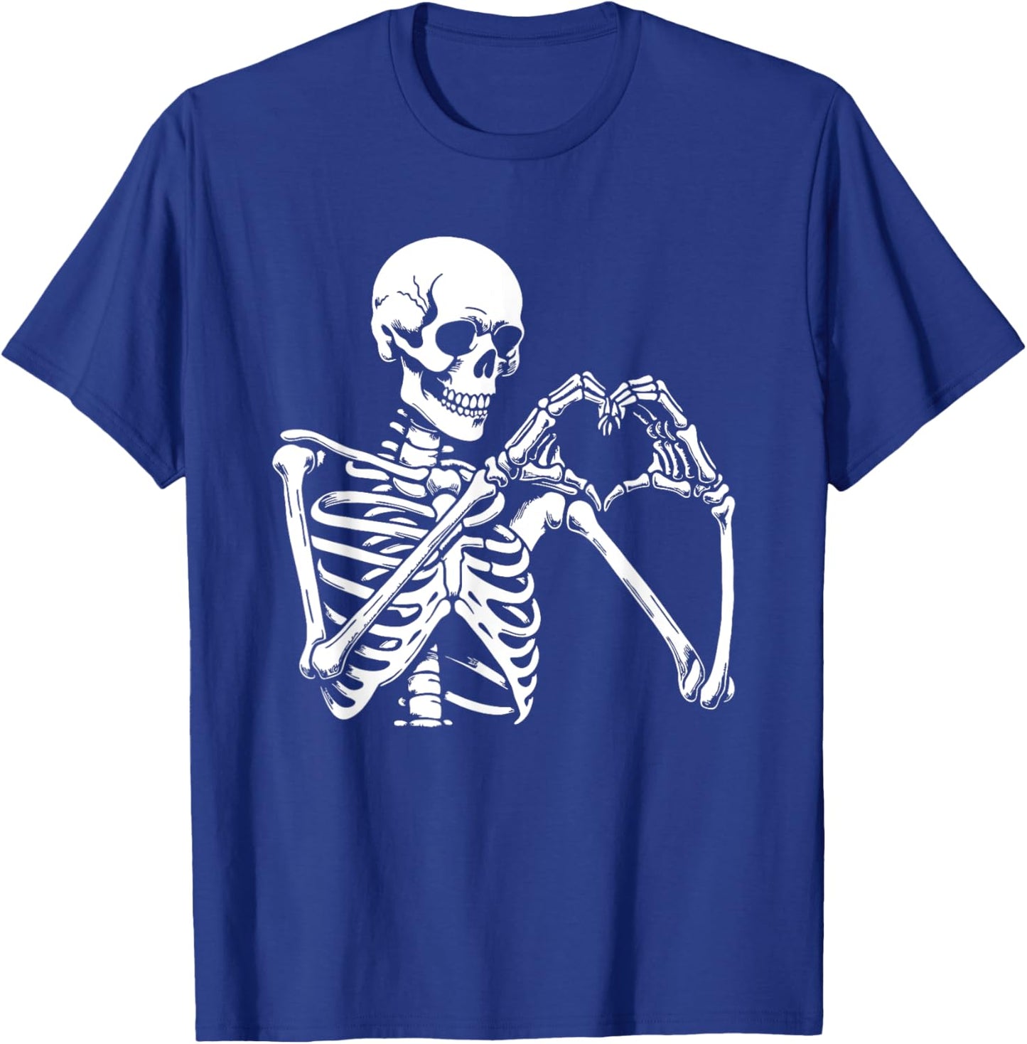 Skeleton Heart Hands Sign Halloween Costume Retro Halloween T-Shirt - T-Shirt | Royal