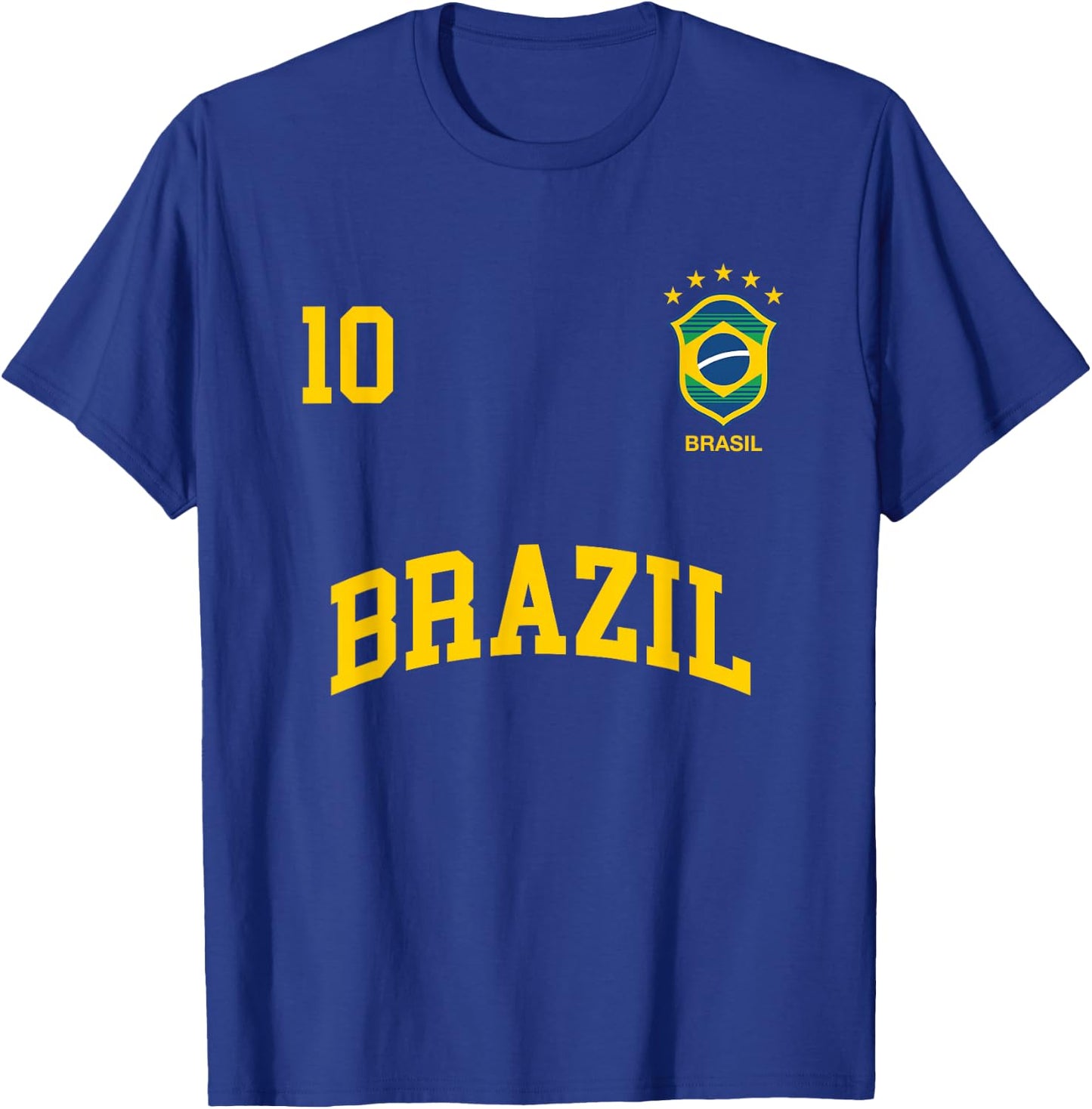 Brazil Number 10 Brazilian Soccer Team Sports Shirt T-Shirt - T-Shirt | Royal