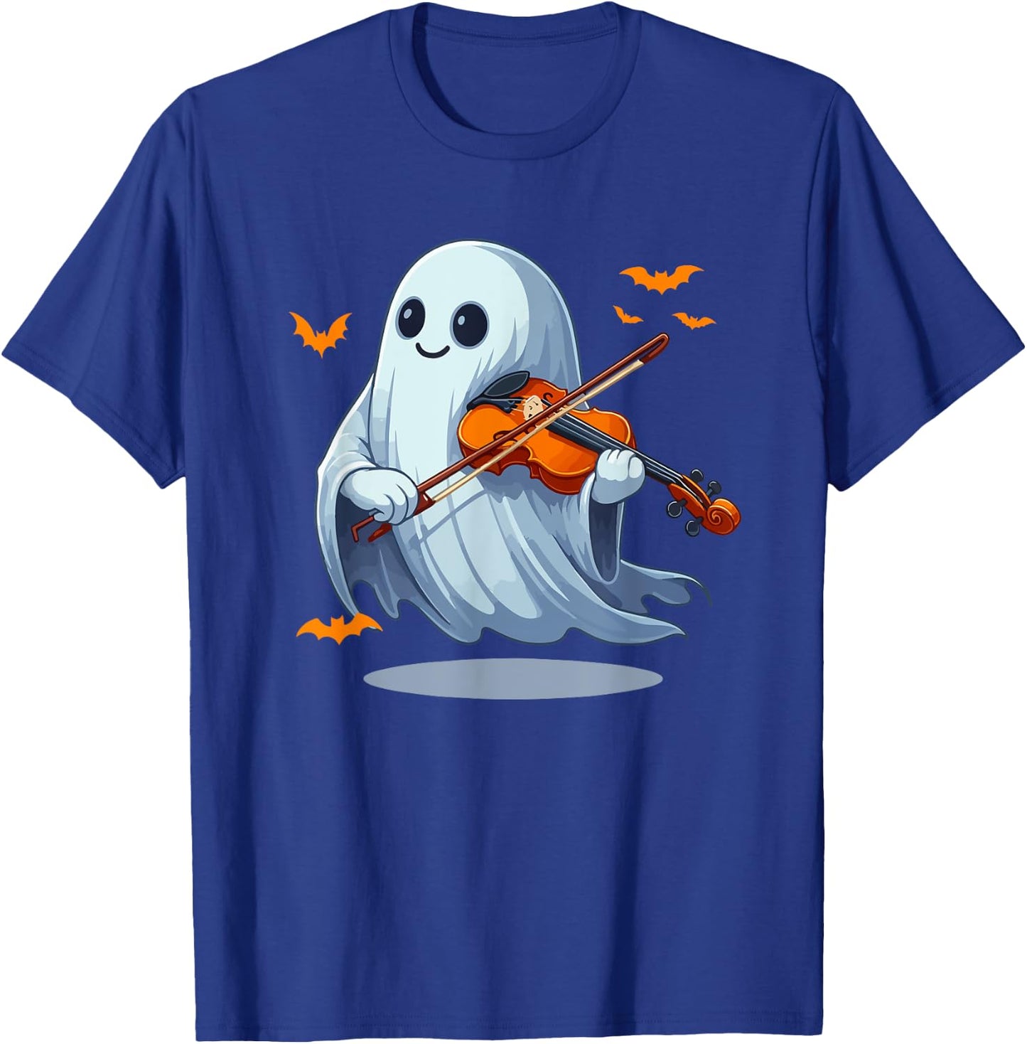 Boo Ghost Playing Violin Halloween Musical Instrument T-Shirt - T-Shirt | Royal