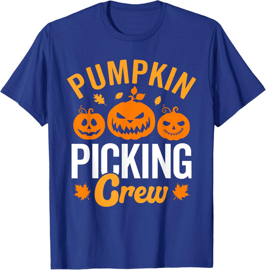 Pumpkin picking crew, family matching pumpkin patch autumn T-Shirt - T-Shirt | Royal
