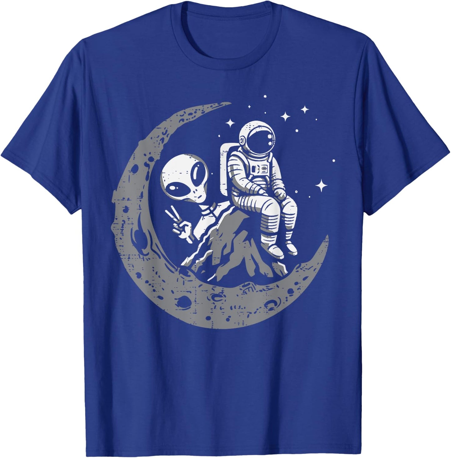 Astronaut Moon Alien Peace Funny Space Galaxy Men Women Kids T-Shirt - T-Shirt | Royal