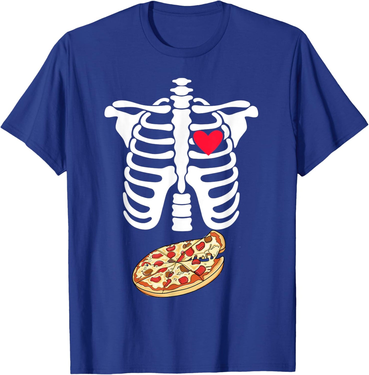 Halloween Skeleton Pregnancy Pizza Xray Dad To Be T-Shirt - T-Shirt | Royal