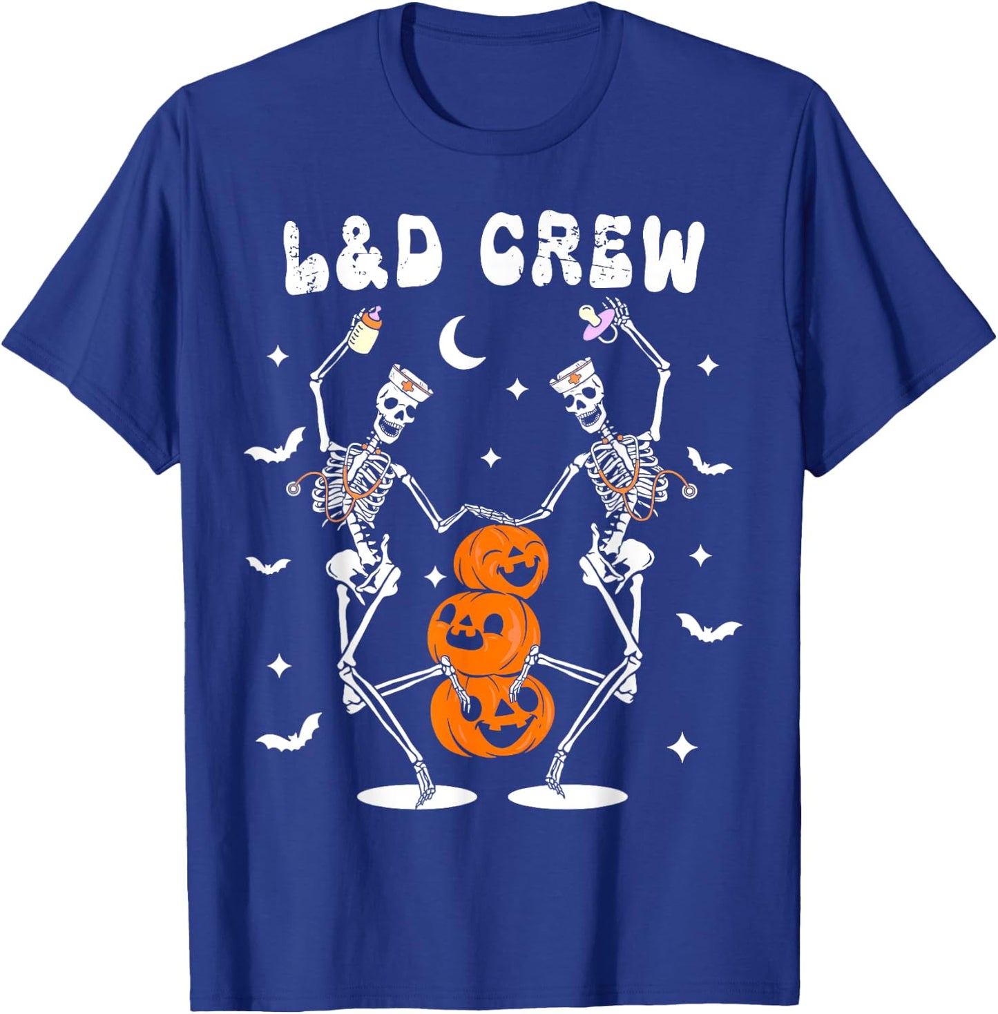 Labor And Delivery Crew Nurse Skeleton Dancing Halloween T-Shirt - T-Shirt | Royal