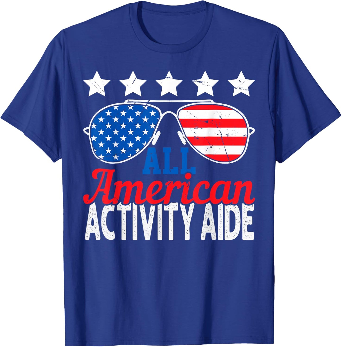 All American Activity Aide USA Flag Sunglasses 4th of July Men T-Shirt - T-Shirt | Royal