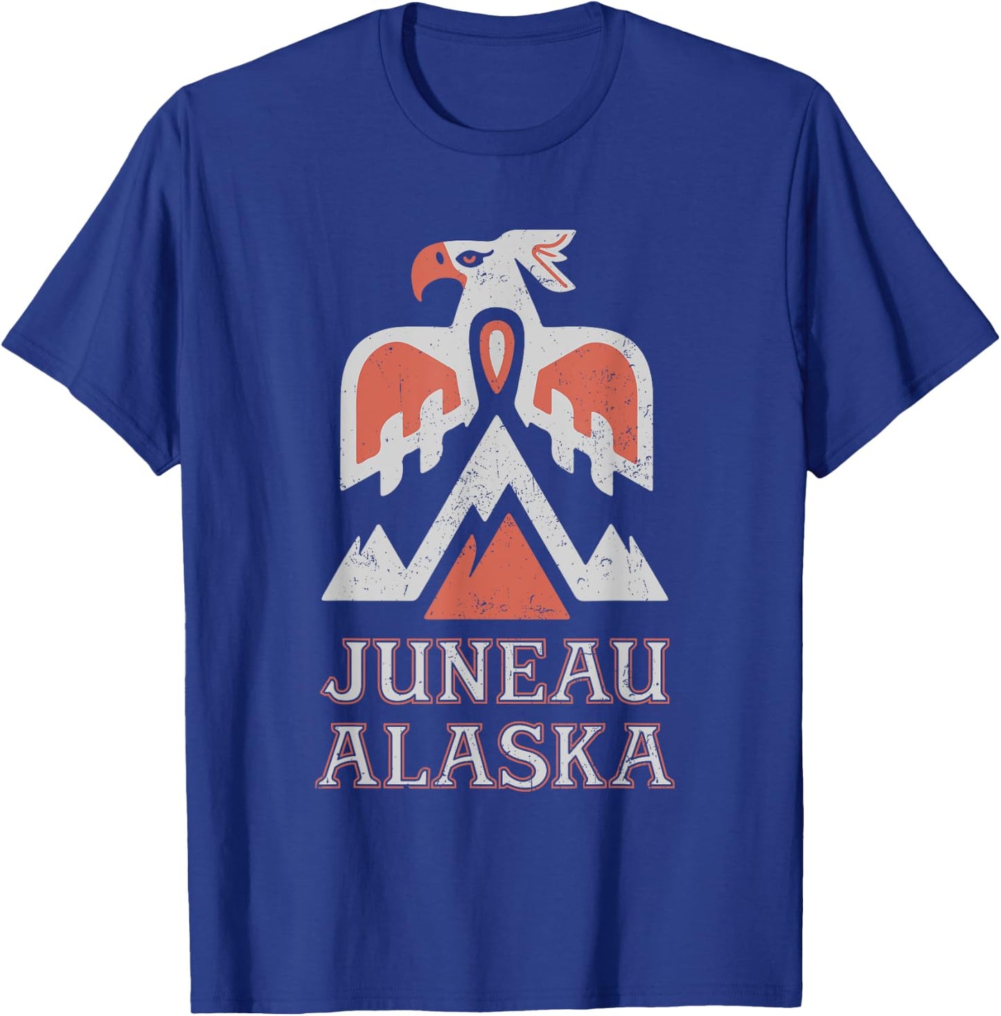 Vintage Juneau Alaska Mountain Eagle Tribal American Indian T-Shirt - T-Shirt | Royal