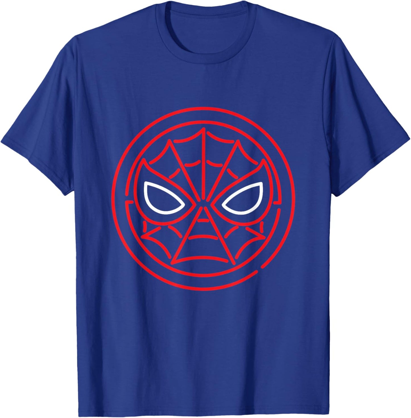 Marvel Super Heroes Neon Light Sign Spider-Man Mask Symbol T-Shirt - T-Shirt | Royal