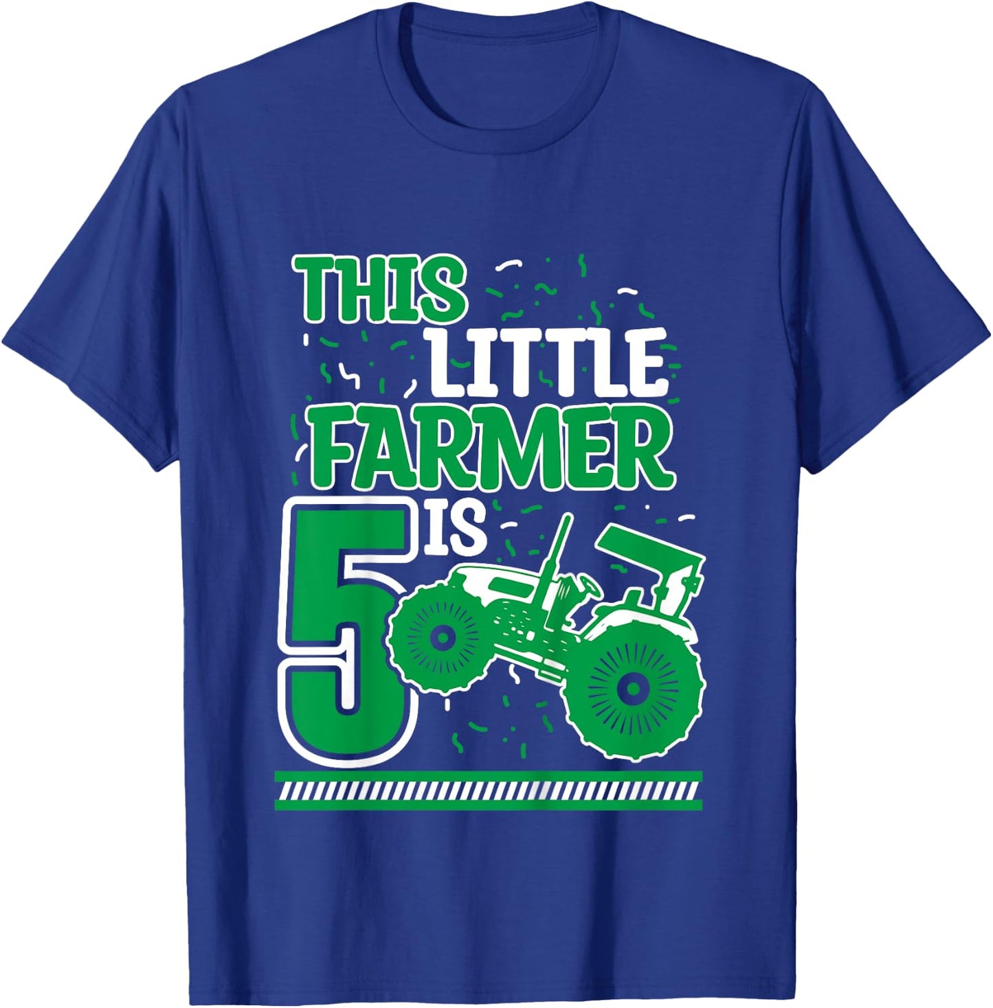 Kids 5 Years Old Boy Tractor Little Farmer 5th Birthday Kids T-Shirt - T-Shirt | Royal