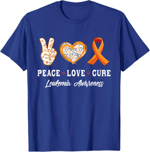 Peace Love cure Leukemia awareness men women kids Leukemia T-Shirt - T-Shirt | Royal