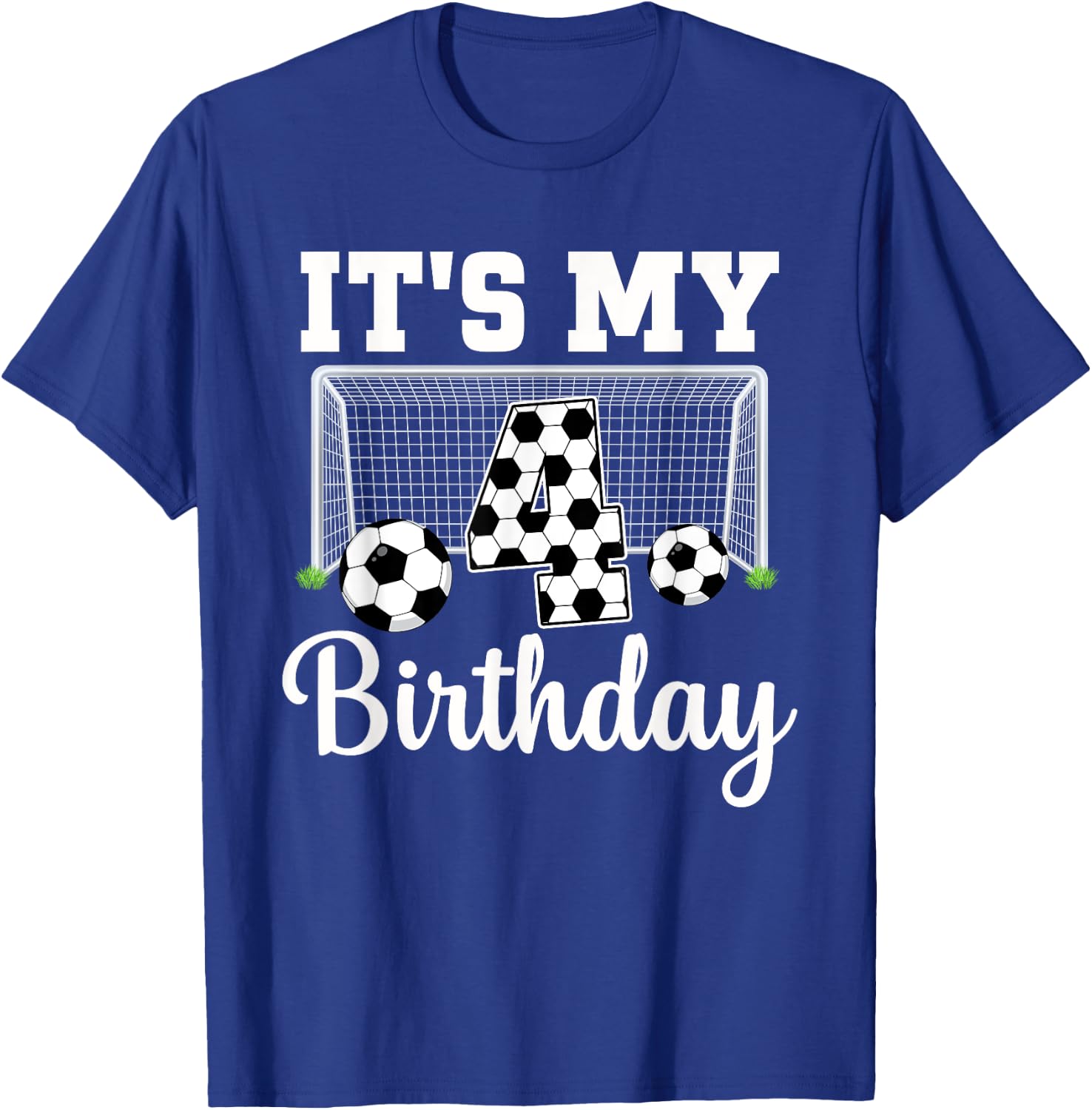 It's My 4th Birthday Soccer 4 Year Old Boy Birthday Soccer T-Shirt - T-Shirt | Royal