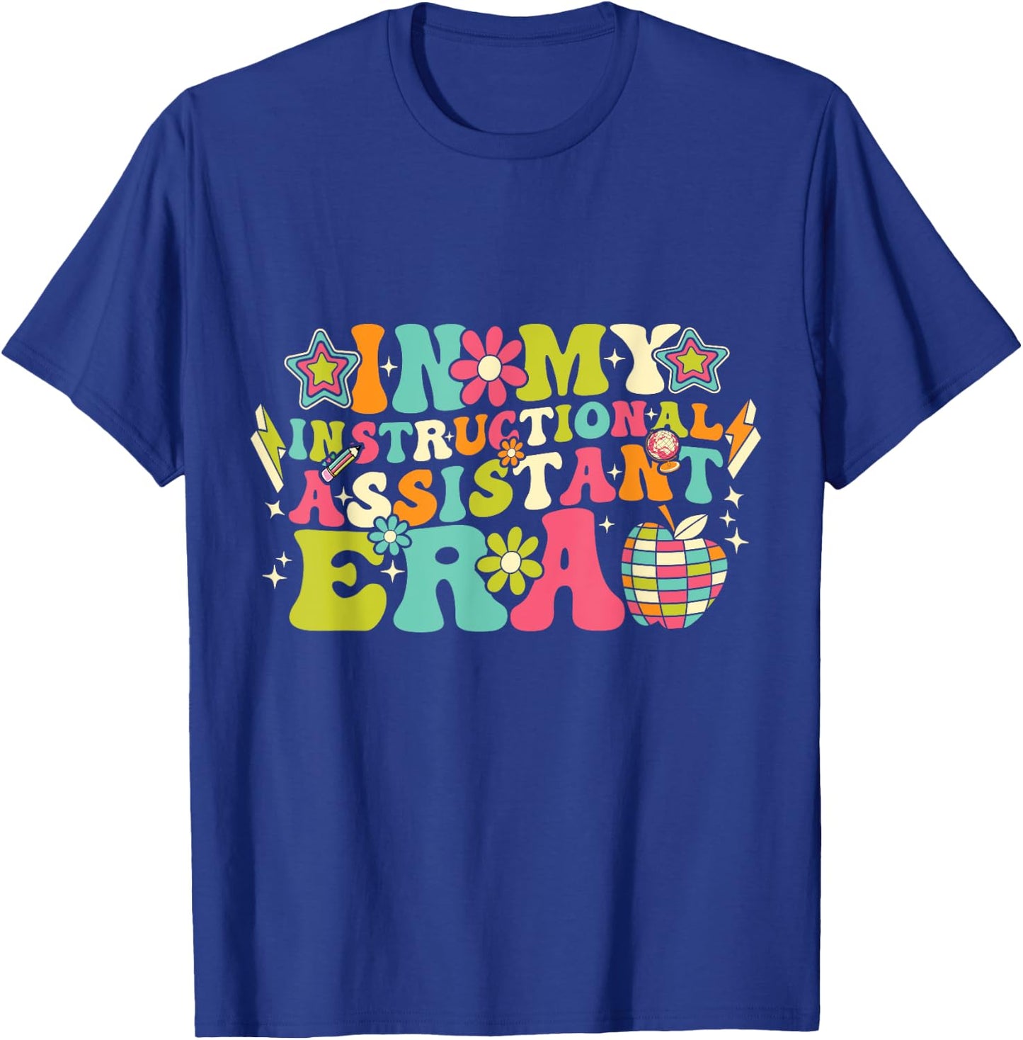 In My Instructional Assistant Era Groovy Back To School T-Shirt - T-Shirt | Royal