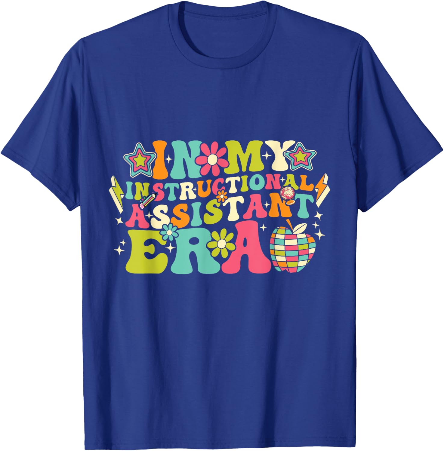 In My Instructional Assistant Era Groovy Back To School T-Shirt - T-Shirt | Royal