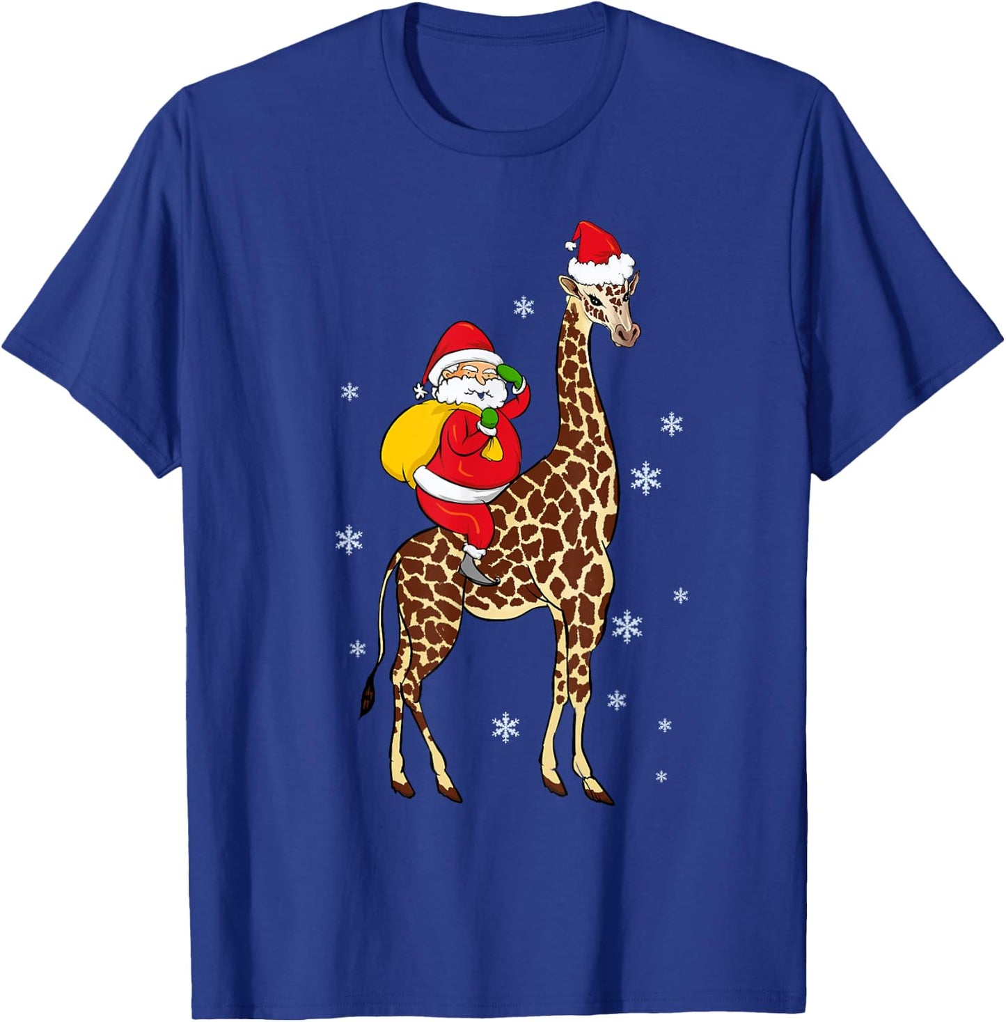 Funny Santa Giraffe Christmas Pajama Gift Women Kids T-Shirt - T-Shirt | Royal